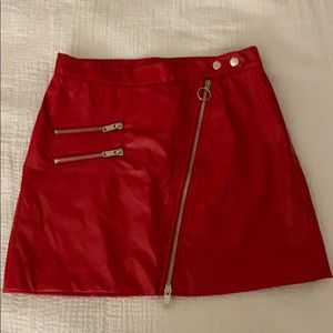 Faux leather moto miniskirt